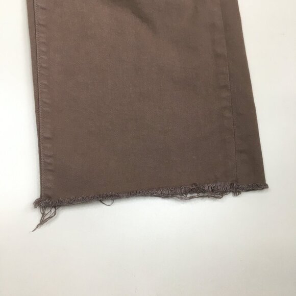 L'AGENCE Faux Pockets Deep Taupe Wanda High Rise Crop Wide Leg Raw Hem Jeans - Picture 8 of 14